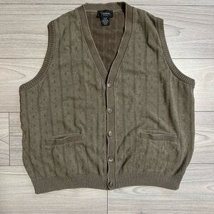 Vintage Tosani Canada Brown Button-Up Sweater Vest 100% Cotton